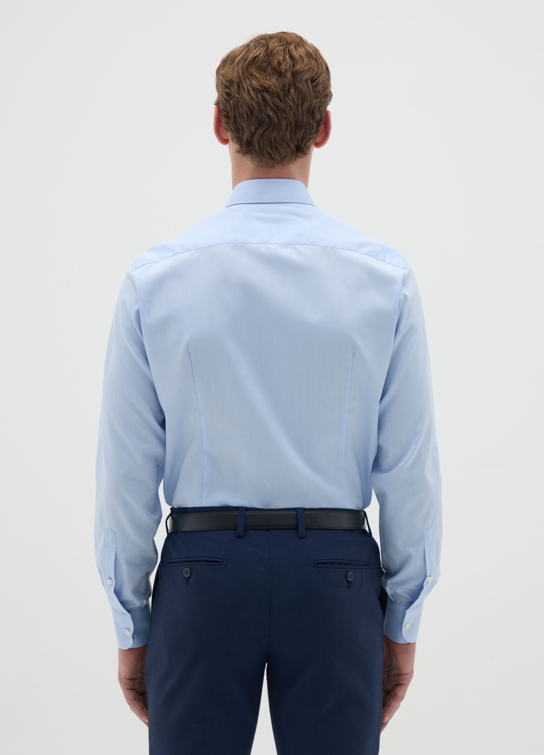 Men's Blue Slim Fit Pure Cotton Shirt