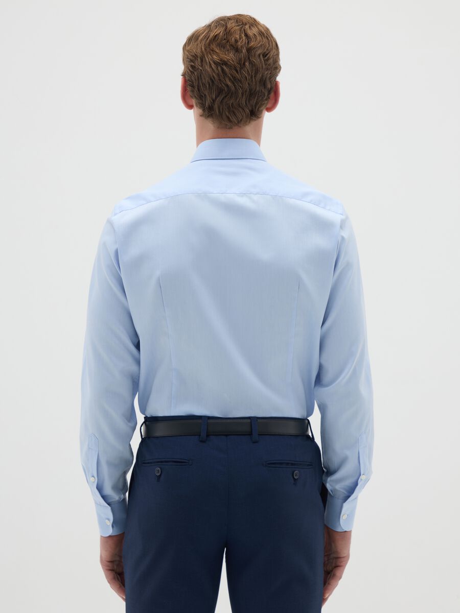 Men's Blue Slim Fit Pure Cotton Shirt_3
