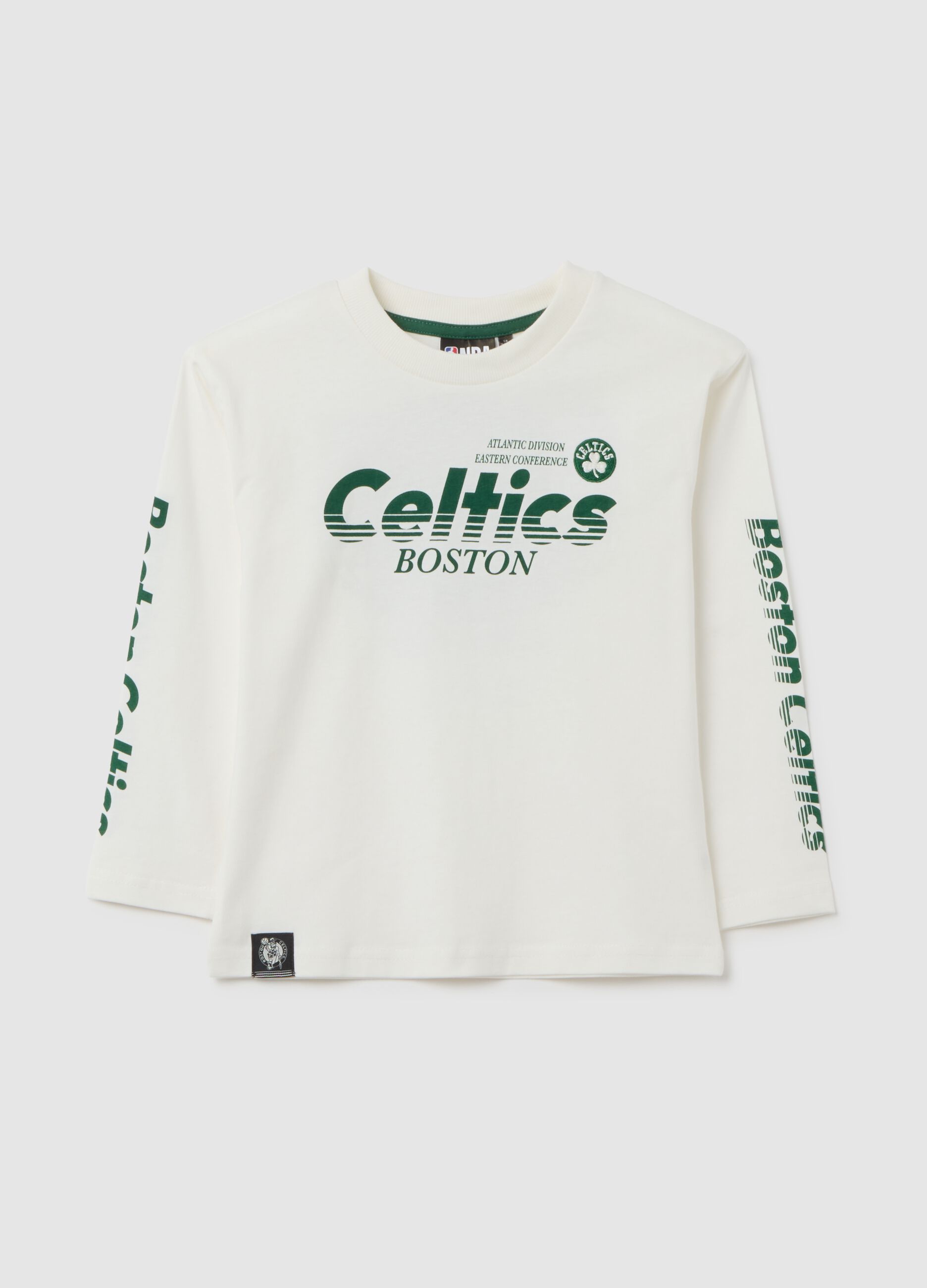 Maglietta da bambino in puro cotone bianca con logo Celtics
