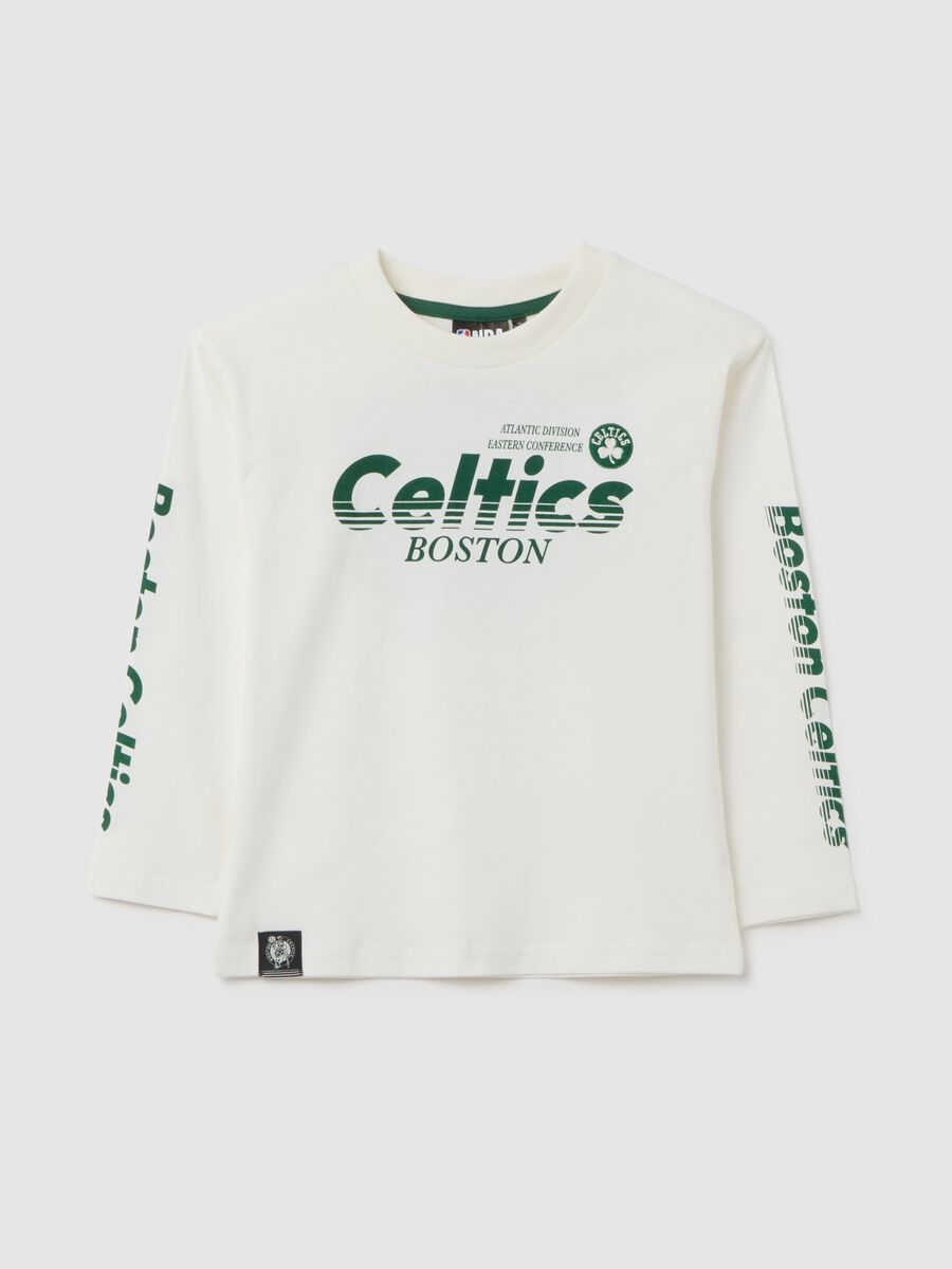 Maglietta da bambino in puro cotone bianca con logo Celtics_0