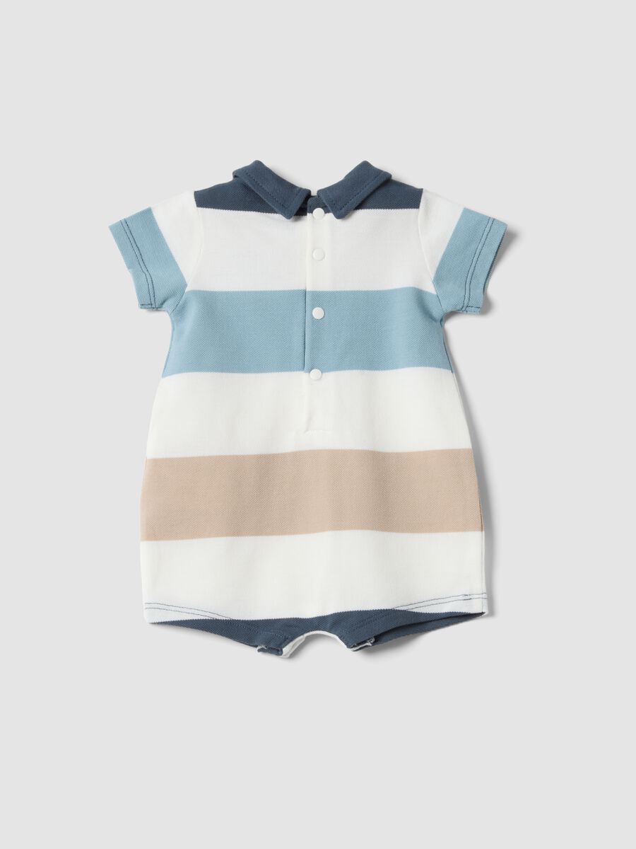Newborn romper in pure cotton with multicoloured stripes_1