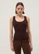 Brown viscose blend fitted tank top_1