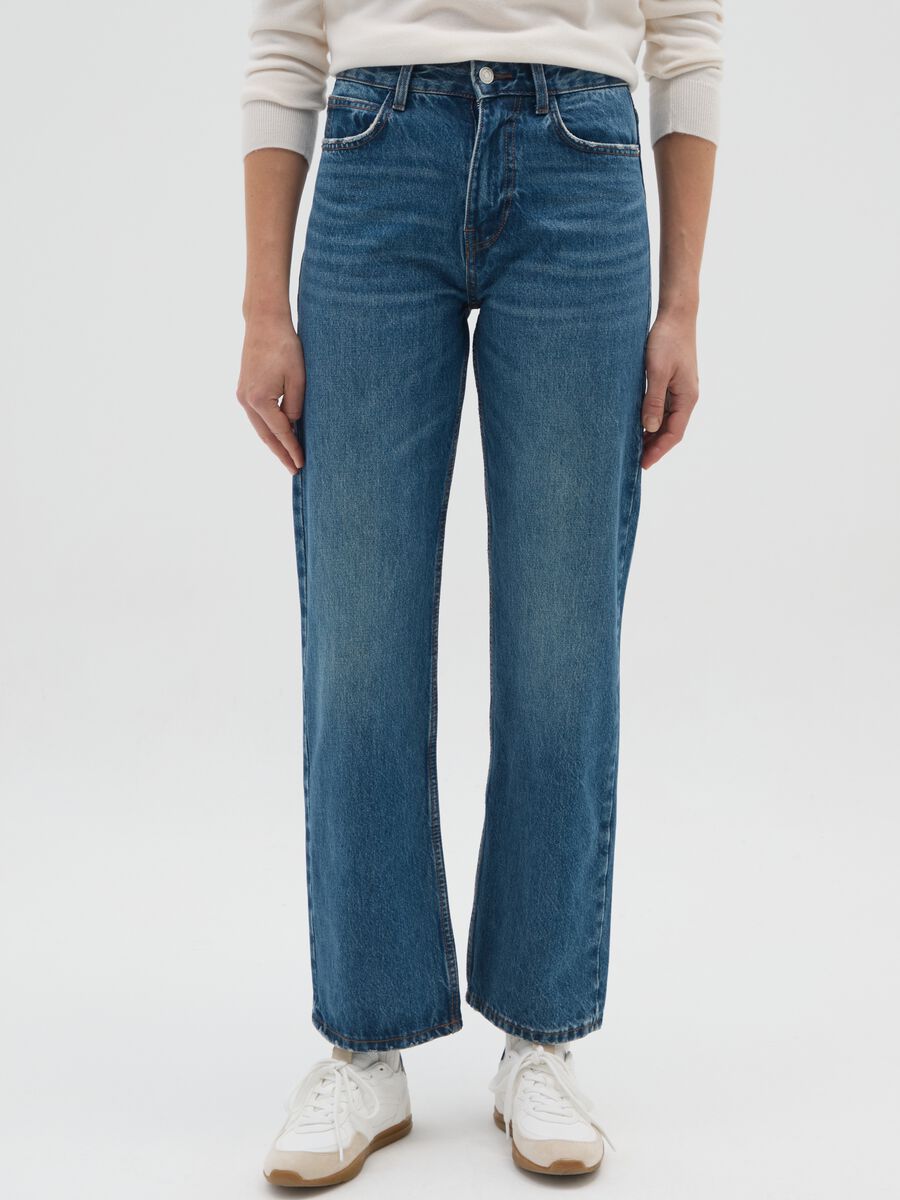 Jeans in puro cotone blu regular fit_1