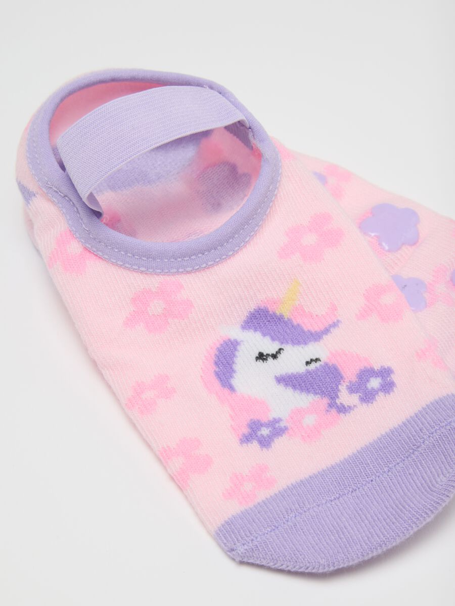 Calze antiscivolo da bambina in cotone multicolor elasticizzato_1