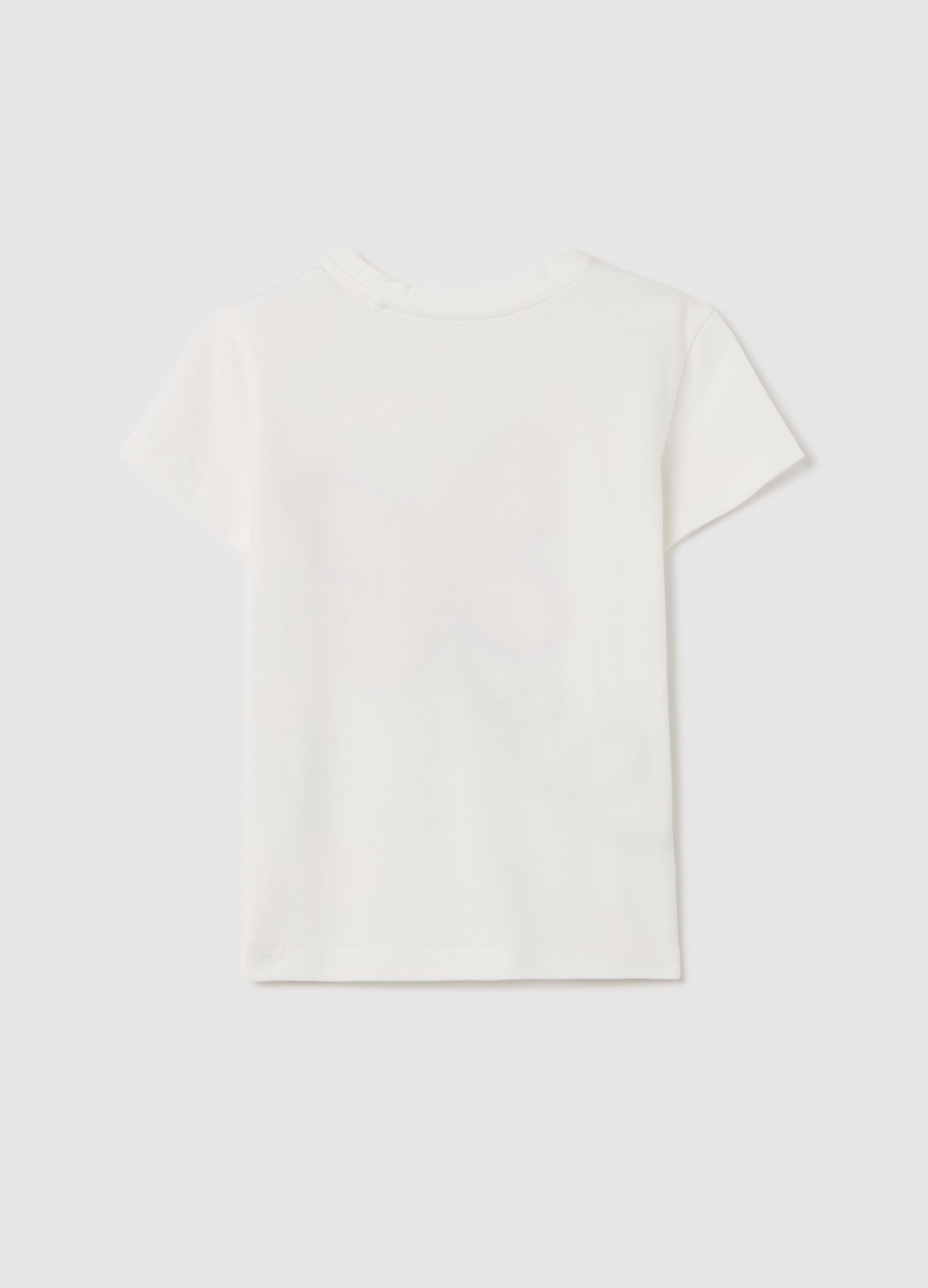 Stretch cotton T-shirt with butterfly flower print
