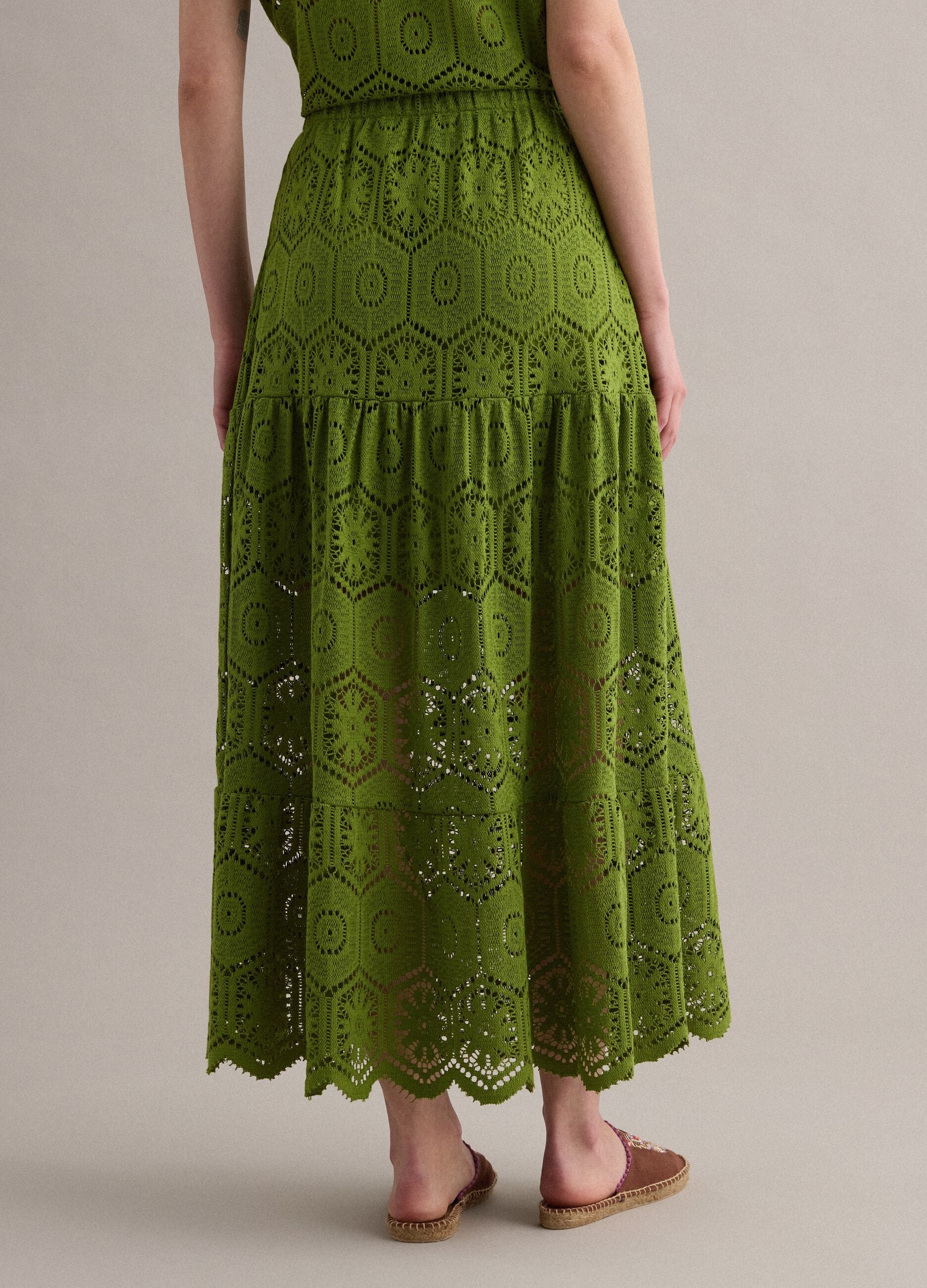 Green maxi skirt with elasticated waist