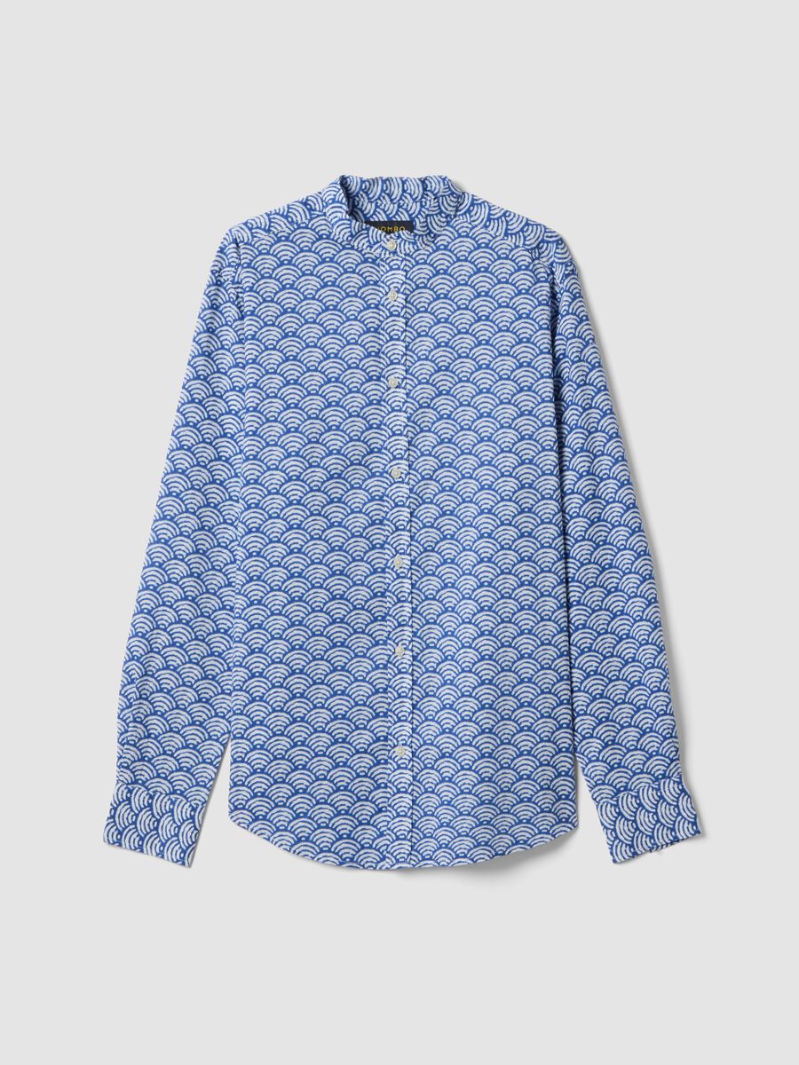 Camicia multicolor con collo alla coreana in puro cotone regular fit_4