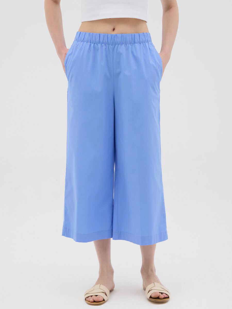 Women's Regular Fit Light Blue Culotte Trousers_1