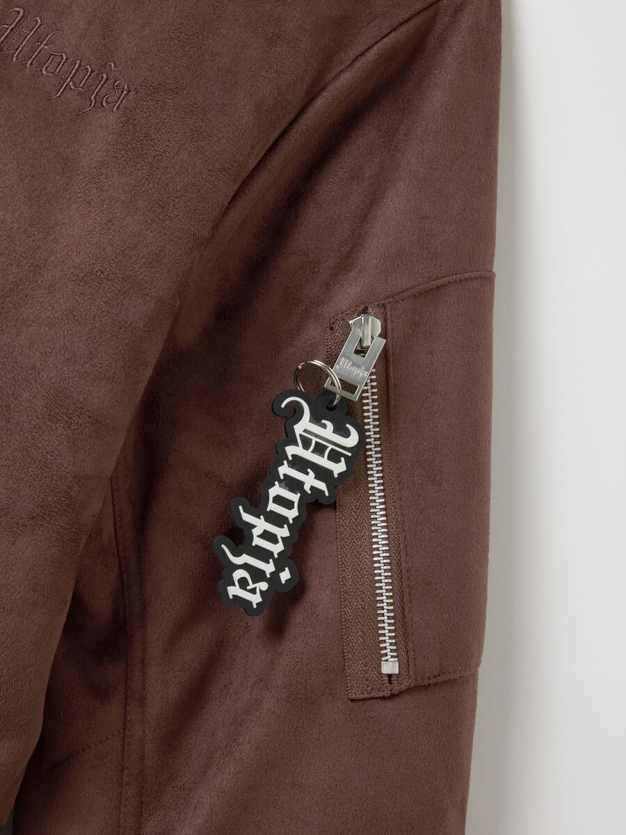 Brown Suede Bomber Jacket_6