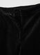 Regular fit black cotton and velvet blend trousers_1