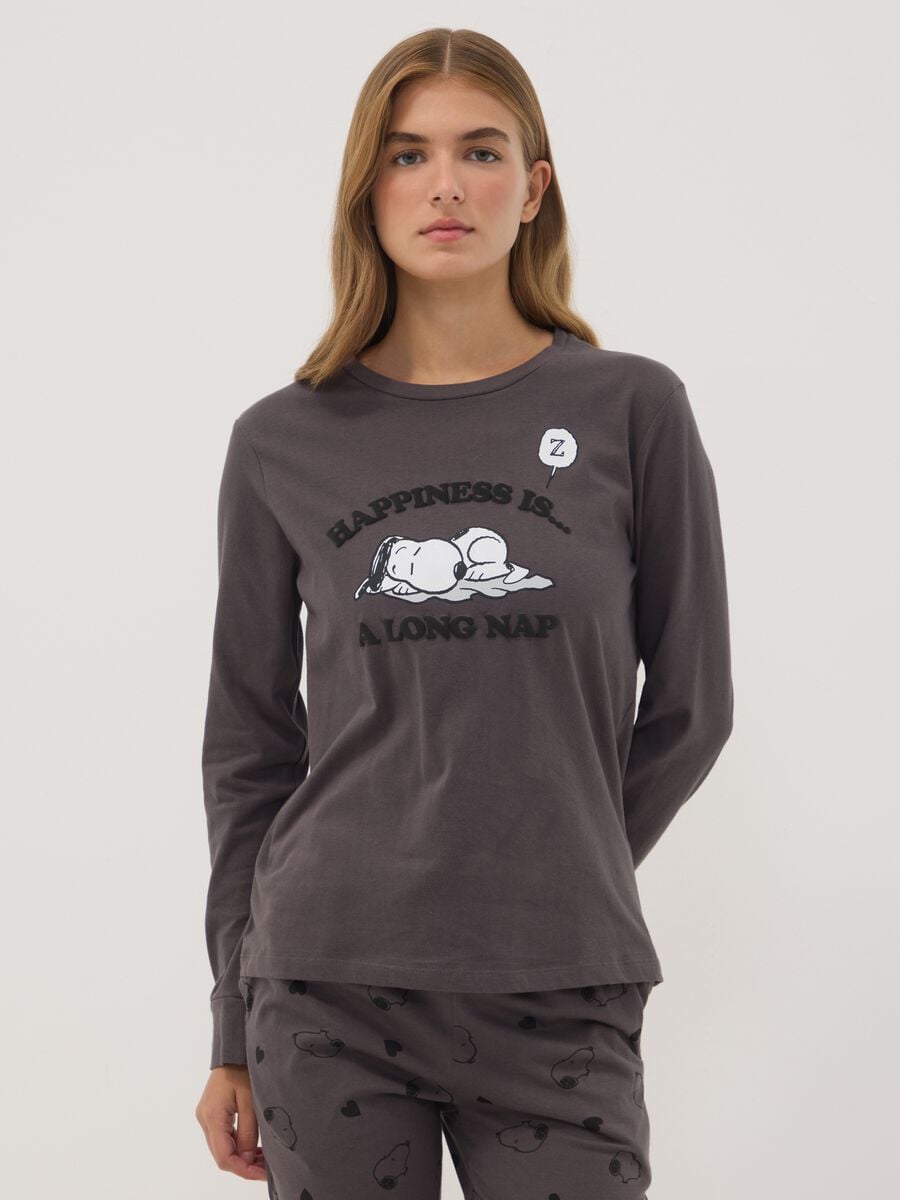 Peanuts organic cotton pyjama set in anthracite grey_1