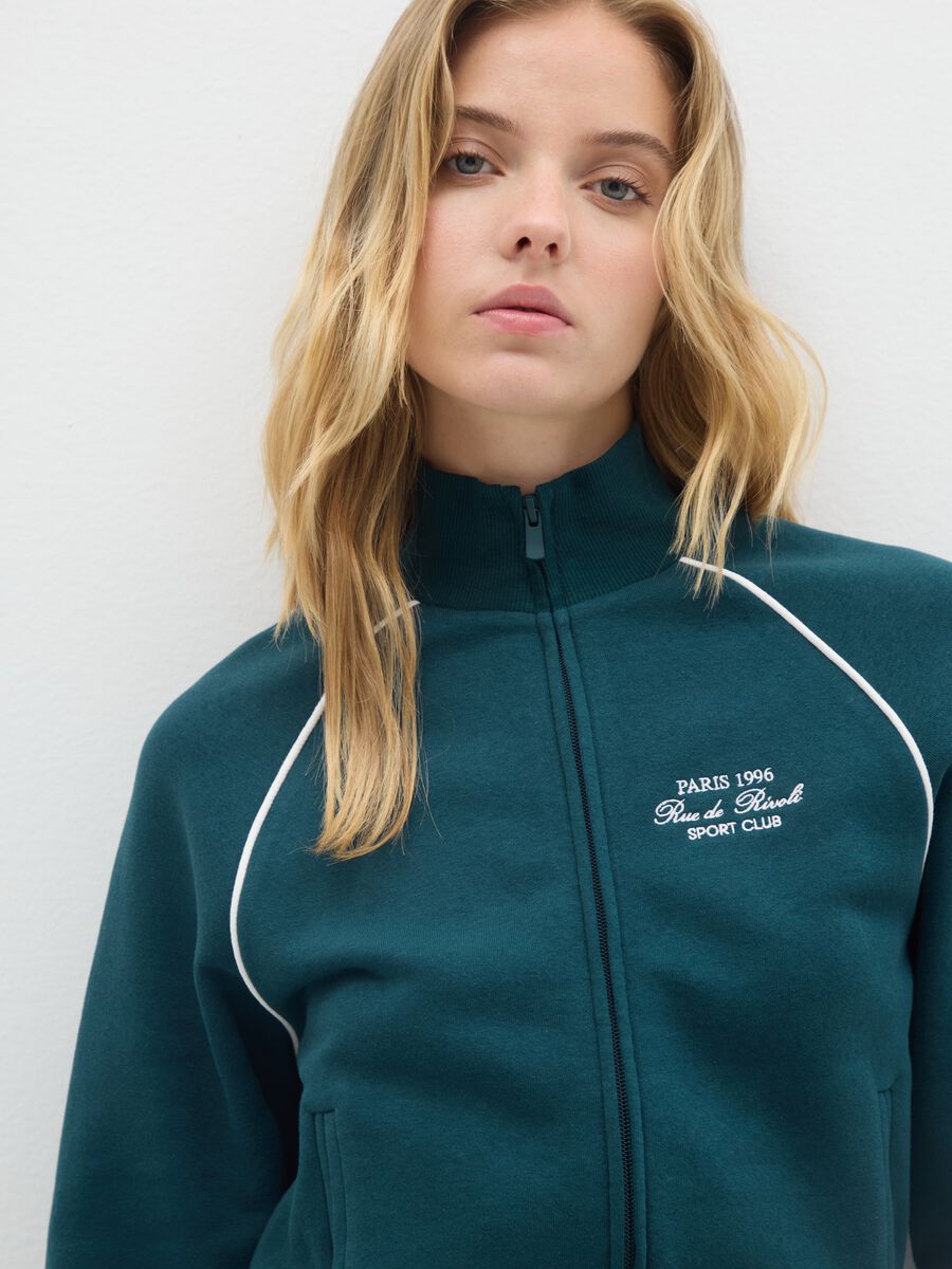 Green regular fit cotton blend sweatshirt_2
