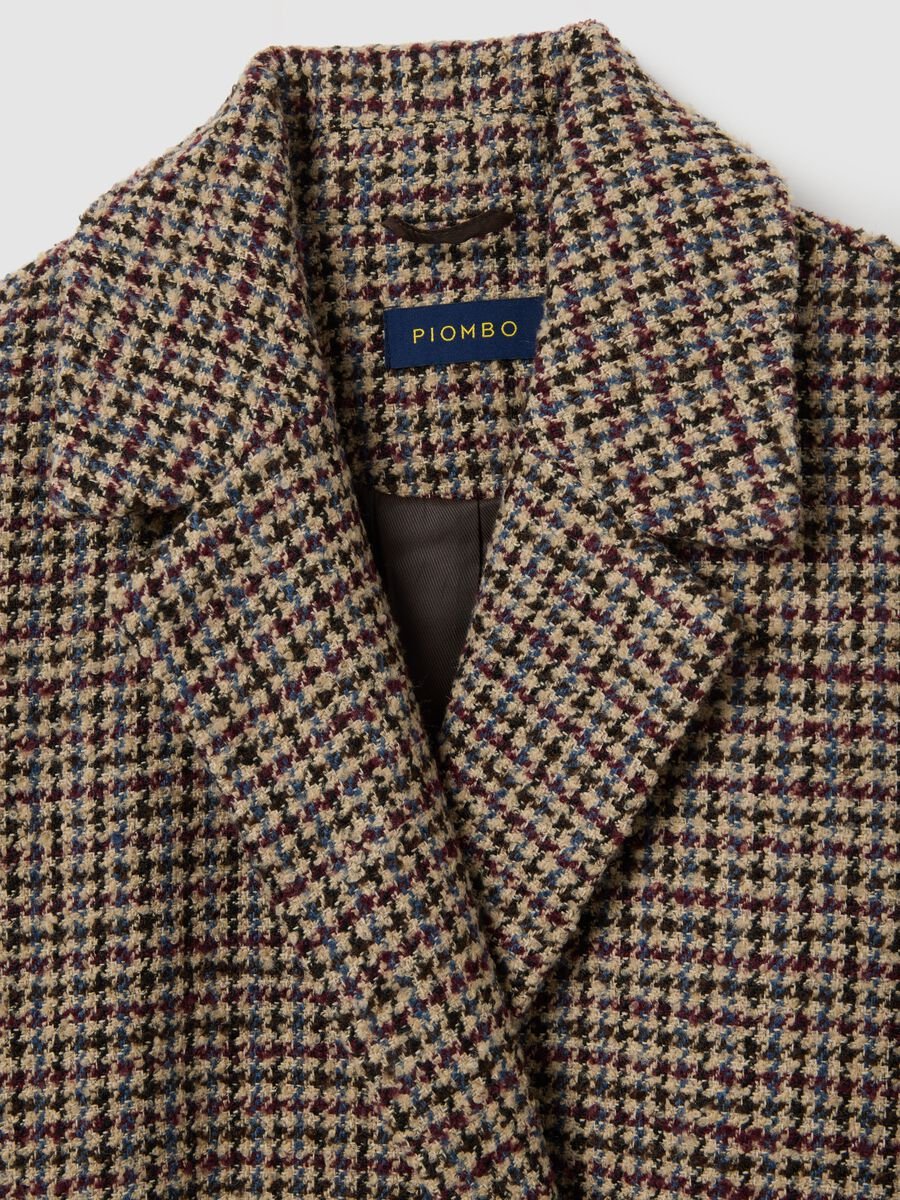 Multicolour check wool-blend oversized coat_5