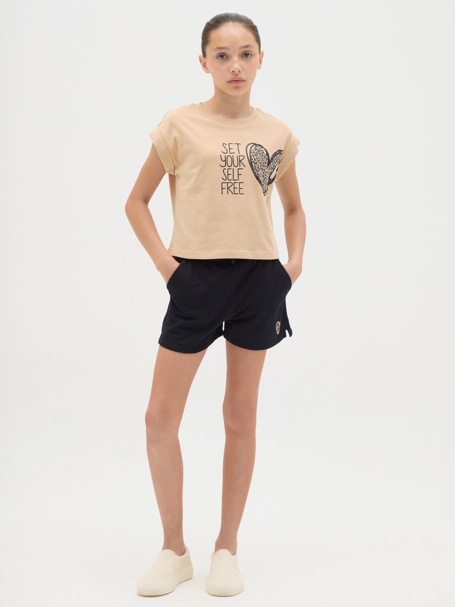 Girls' beige pure cotton set with regular fit_0
