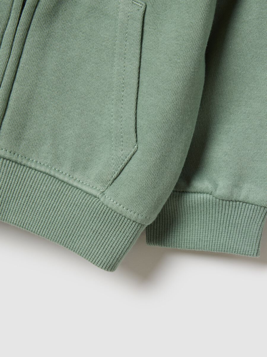 Green pure cotton kids' regular fit hoodie with zip_3