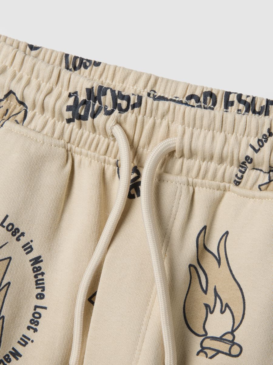 Children's pure cotton beige trousers, regular fit with print_3