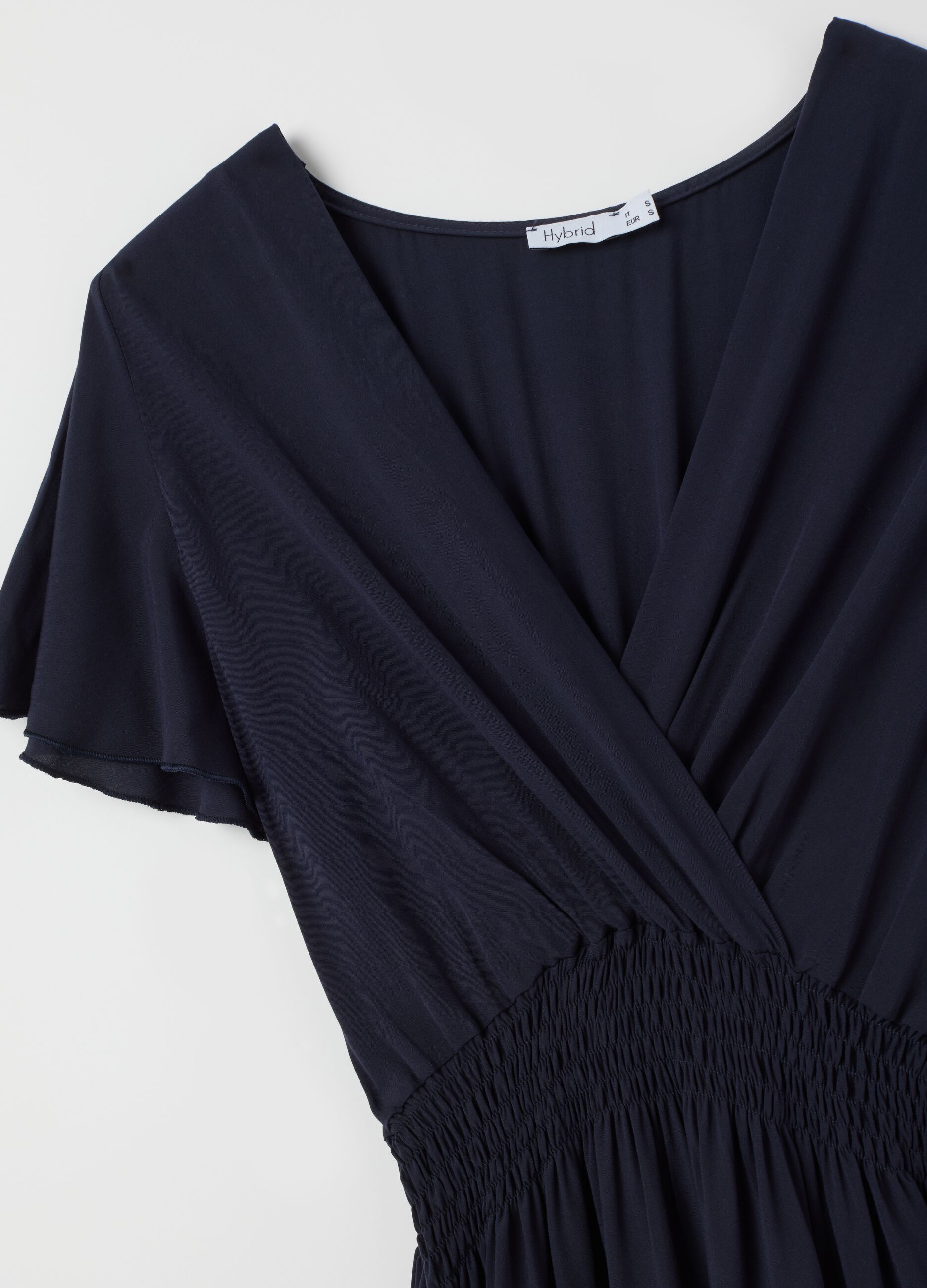 Abito lungo da donna in puro viscosa blu regular fit