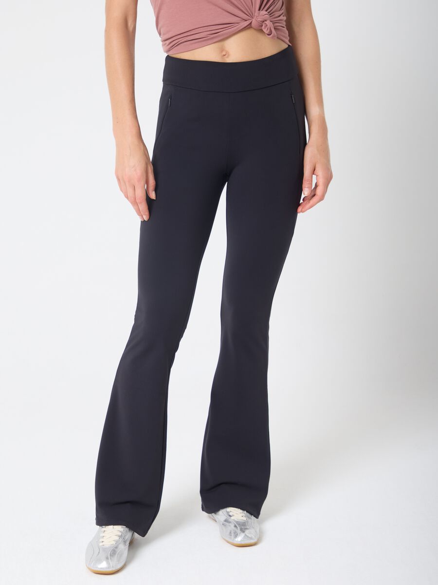 Flared leggings in stretchy technical fabric with zip pockets ALTAVIA STUDIO_1