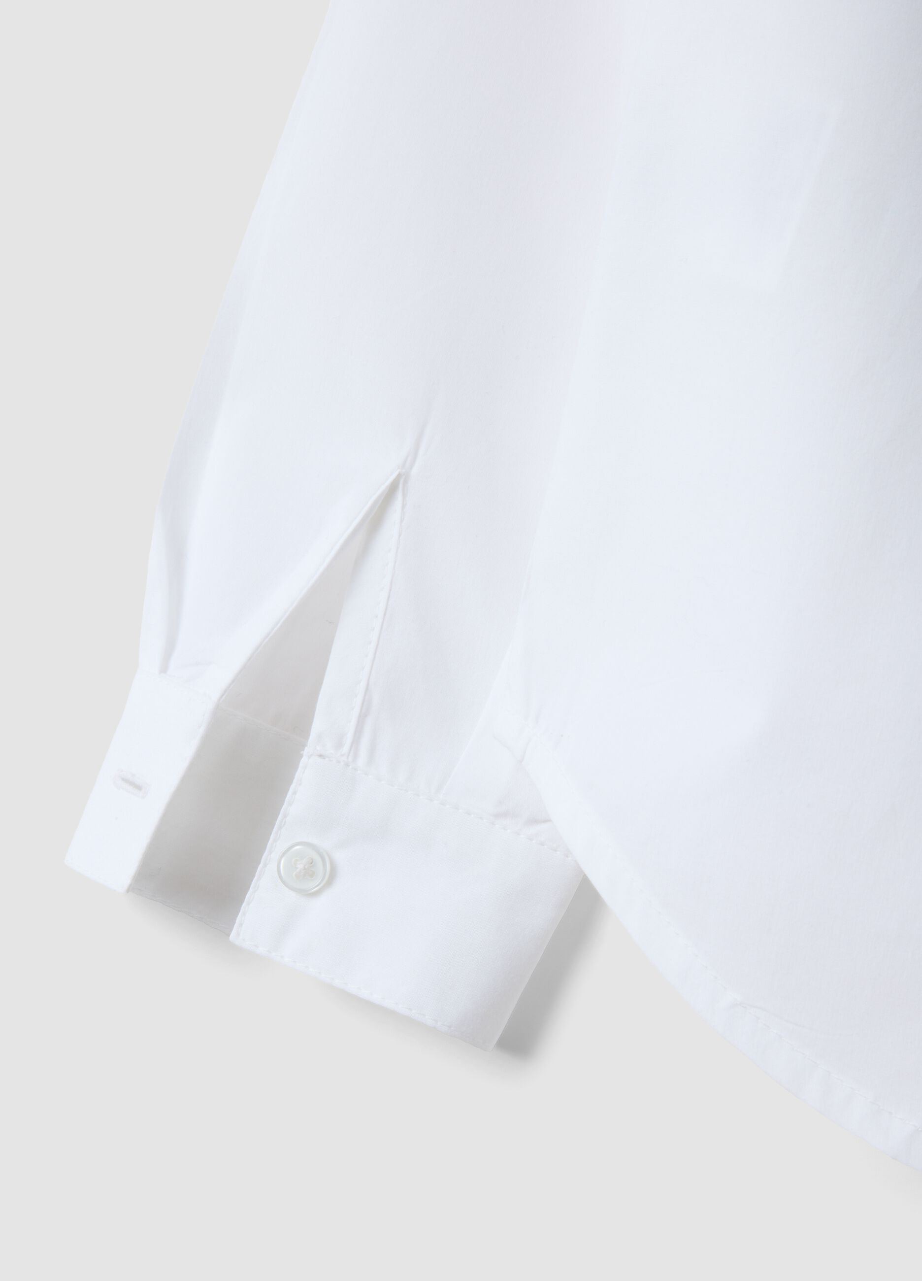 White pure cotton shirt with rhinestones, regular fit, for girls