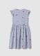 Pure cotton striped blue dress with frills and prints for girls_1
