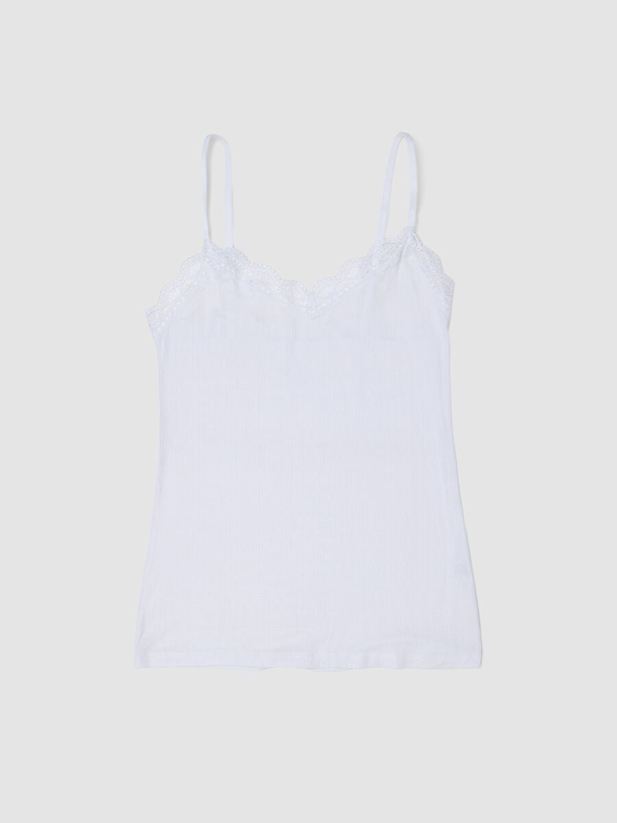 White stretch modal vest regular fit with lace_4