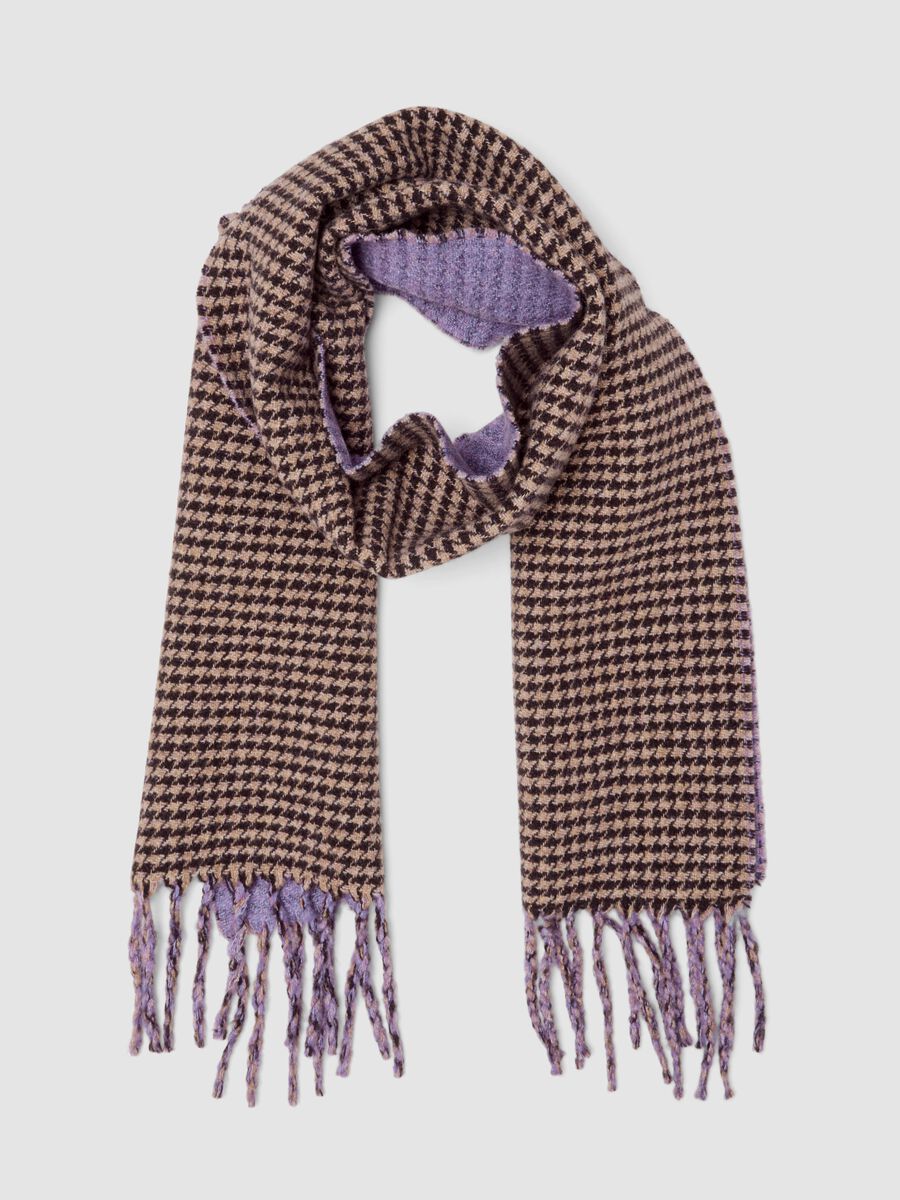 Brown fringed stretch-wool scarf_0
