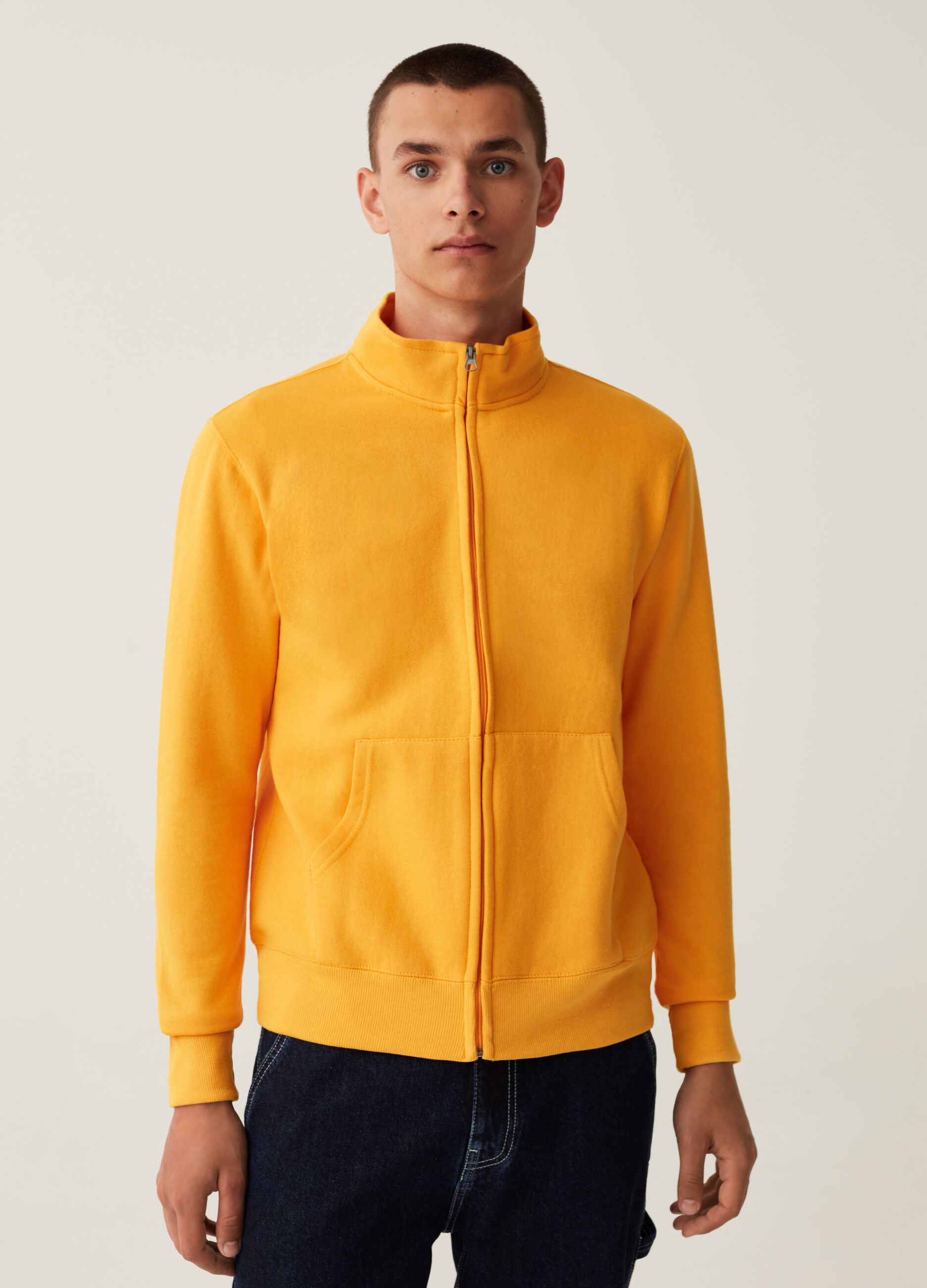 Full-zip in felpa a collo alto_1