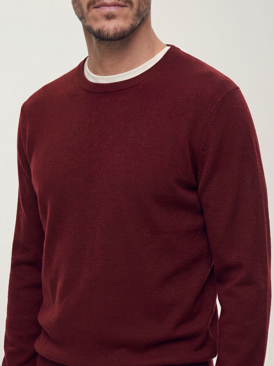 Maglia girocollo rossa in misto viscosa regular fit_2