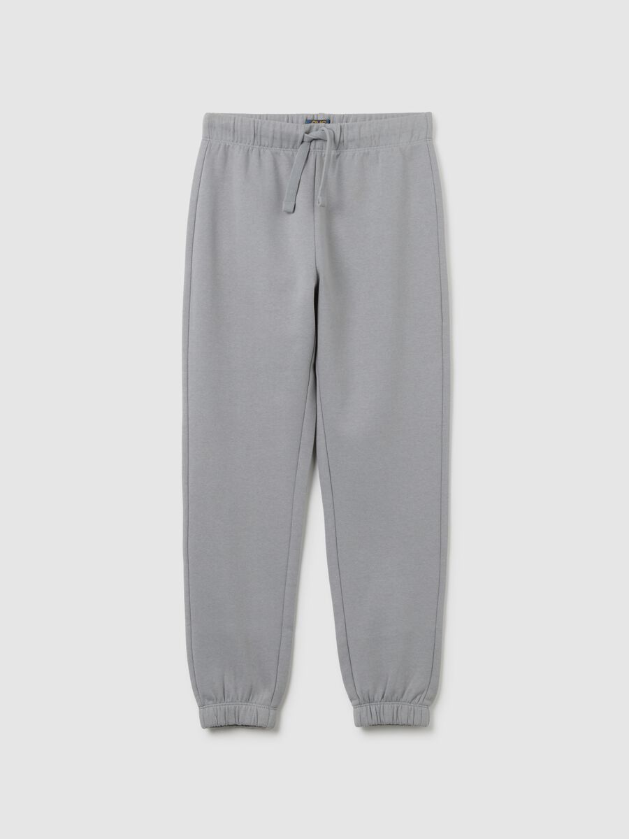 Boys' grey jogger trousers in pure cotton regular fit_0