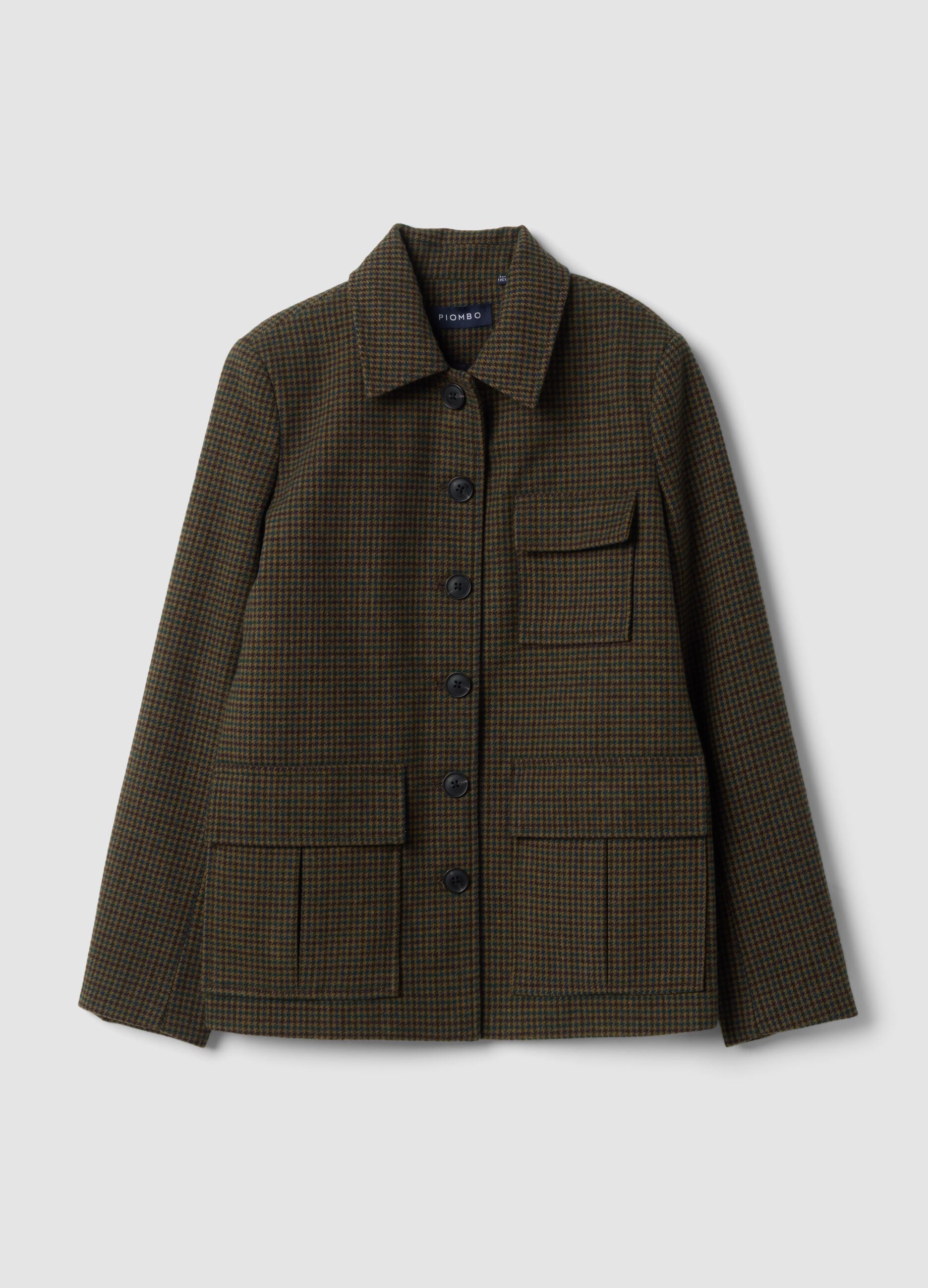 Brown, olive green and navy wool-blend blazer