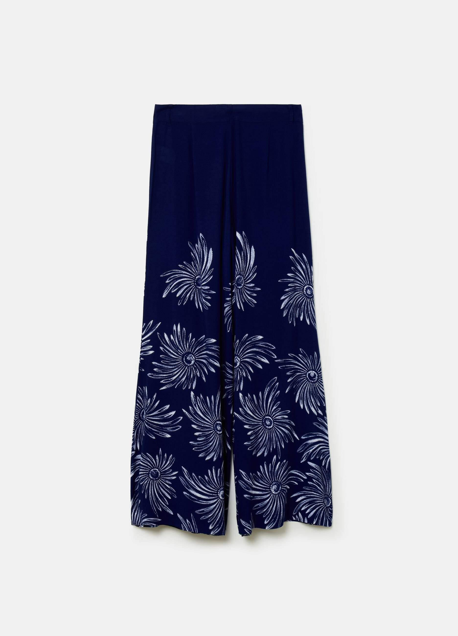 Pantalone flare fit in viscosa con stampa
