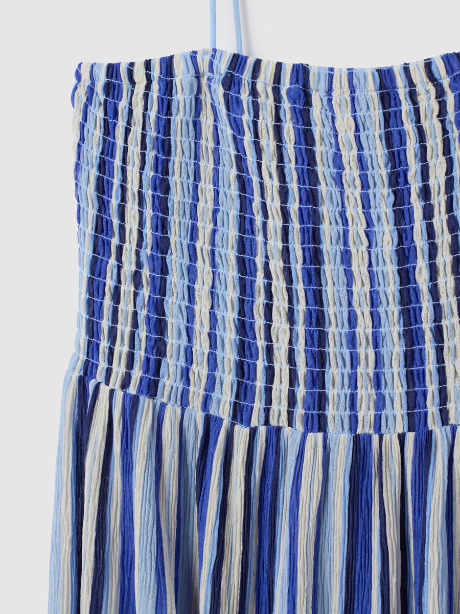 Women's midi dress in multicolour fabric with smocked top_1