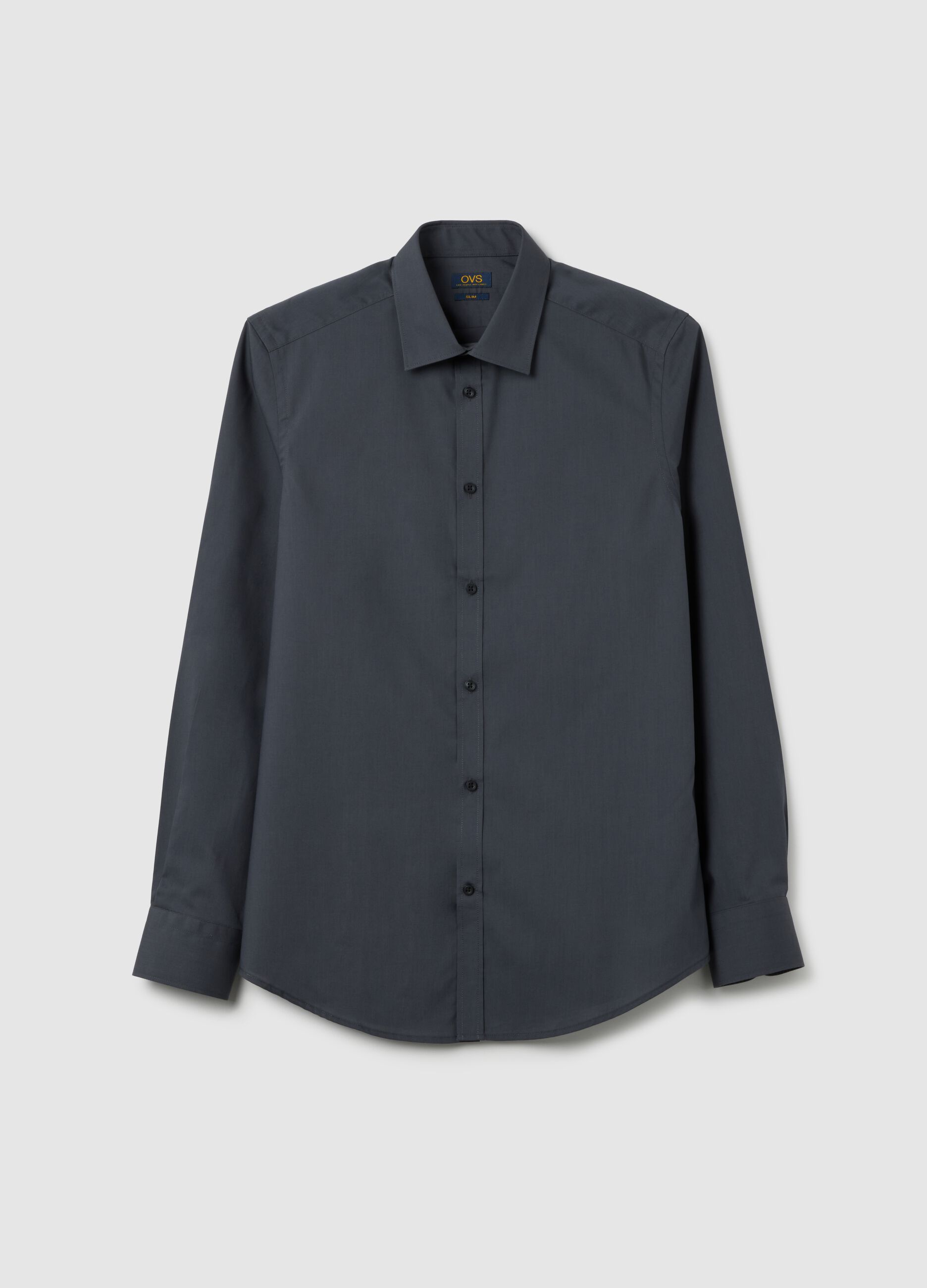 Men's Grey Cotton Blend Slim Fit Shirt