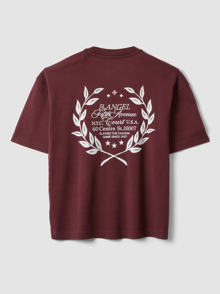 Red cropped pure cotton T-shirt with boxy-fit print_2