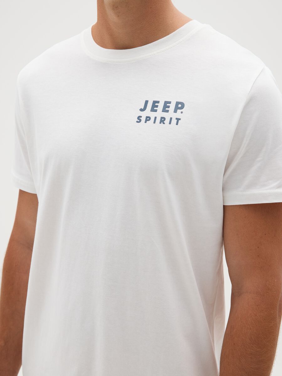 Men's white regular fit pure cotton t-shirt with print_2