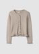 Beige viscose-blend cardigan with ruffles, regular fit_0