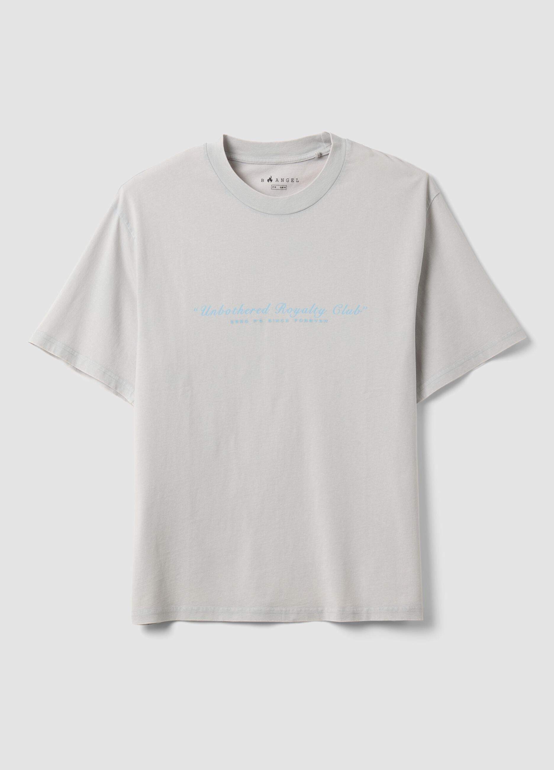 T-shirt grigia a maniche corte in puro cotone