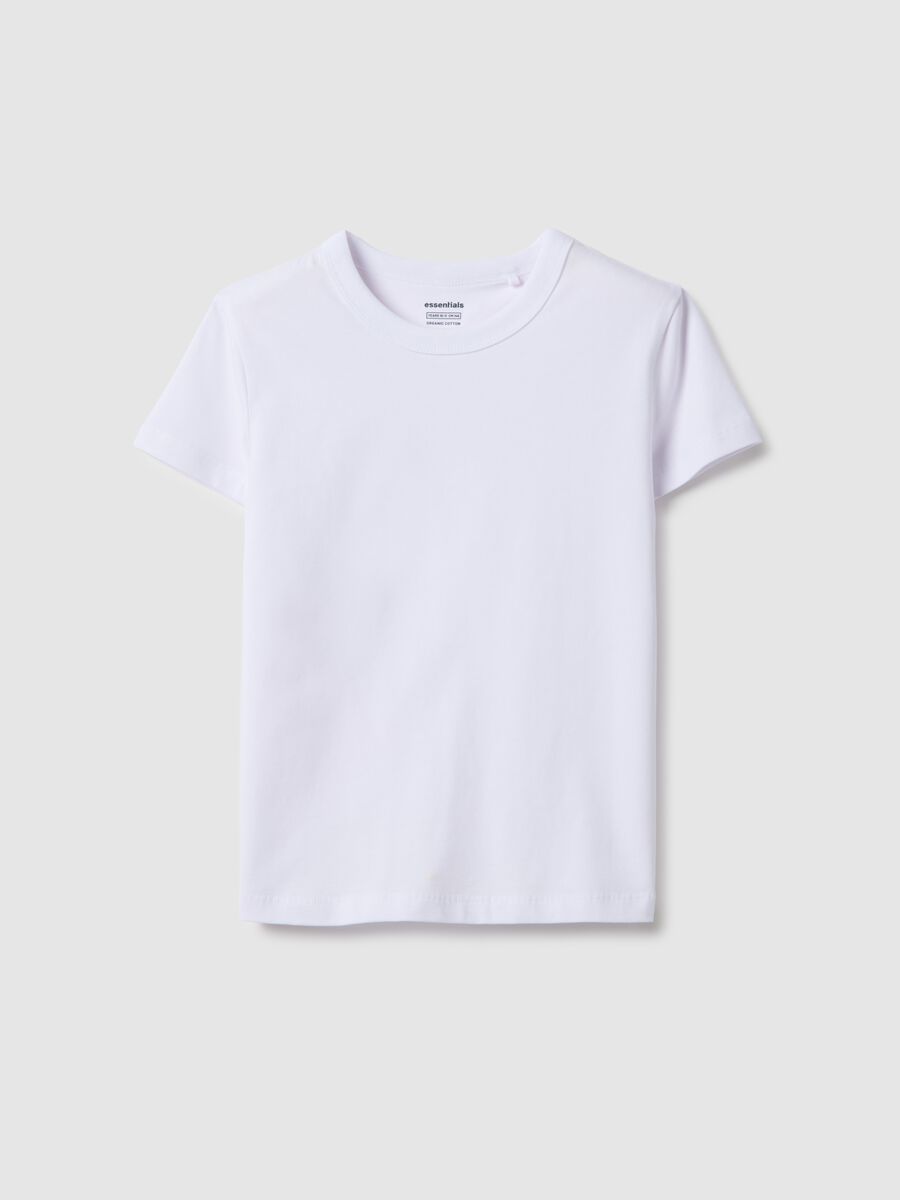 Girls' white cotton blend regular fit T-shirt_3