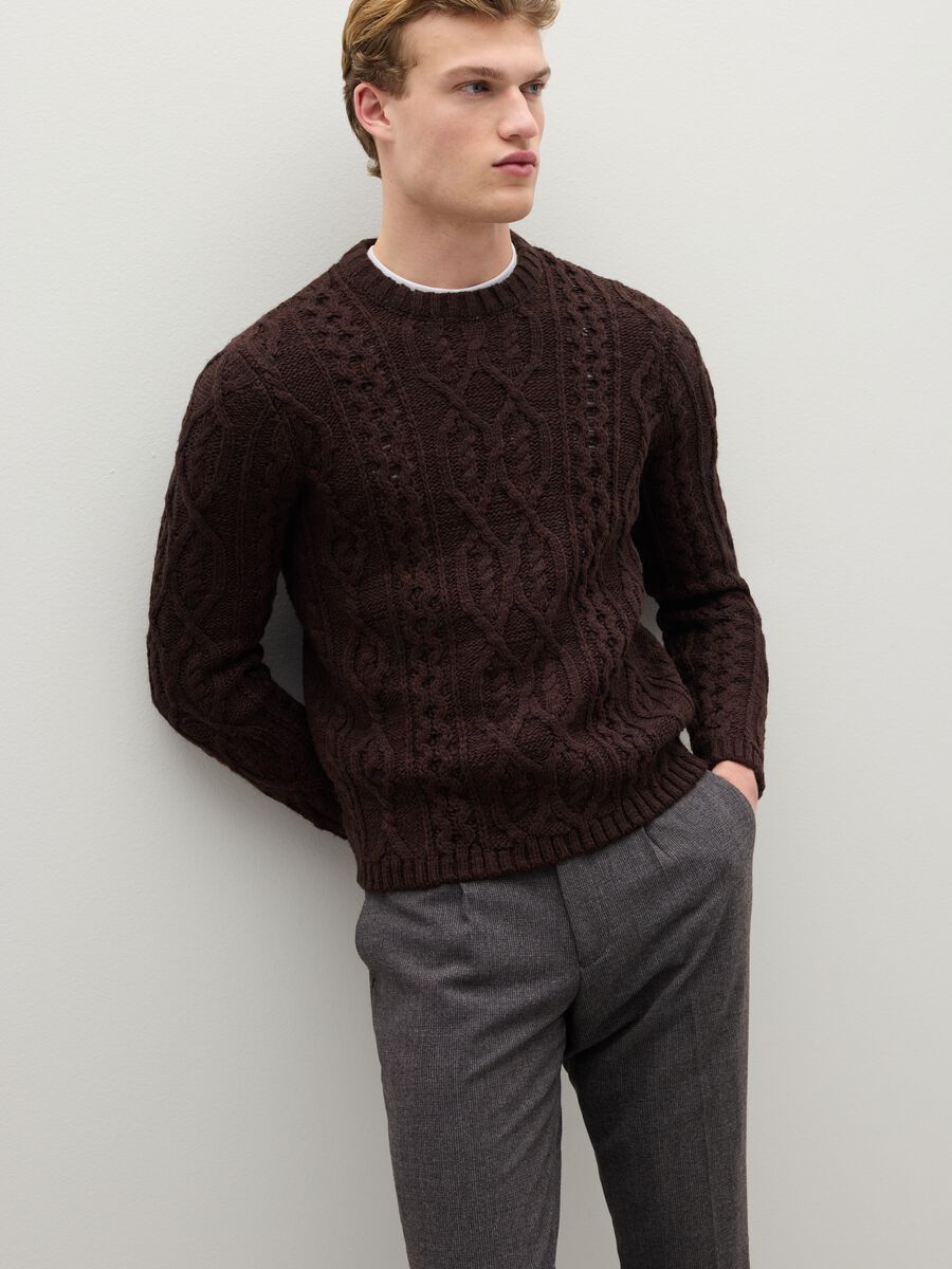 Brown regular fit tricot jumper_0