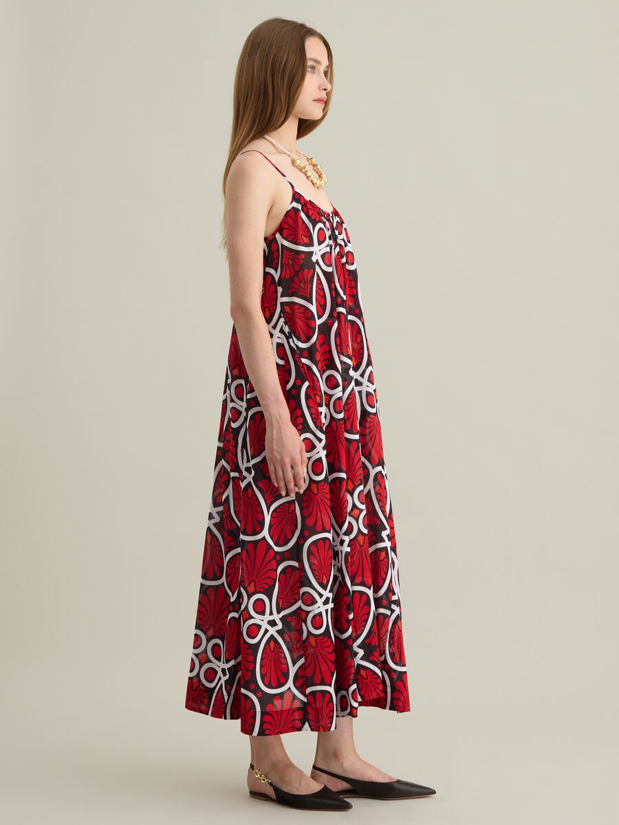 Women's long dress in pure multicolour cotton, regular fit_1