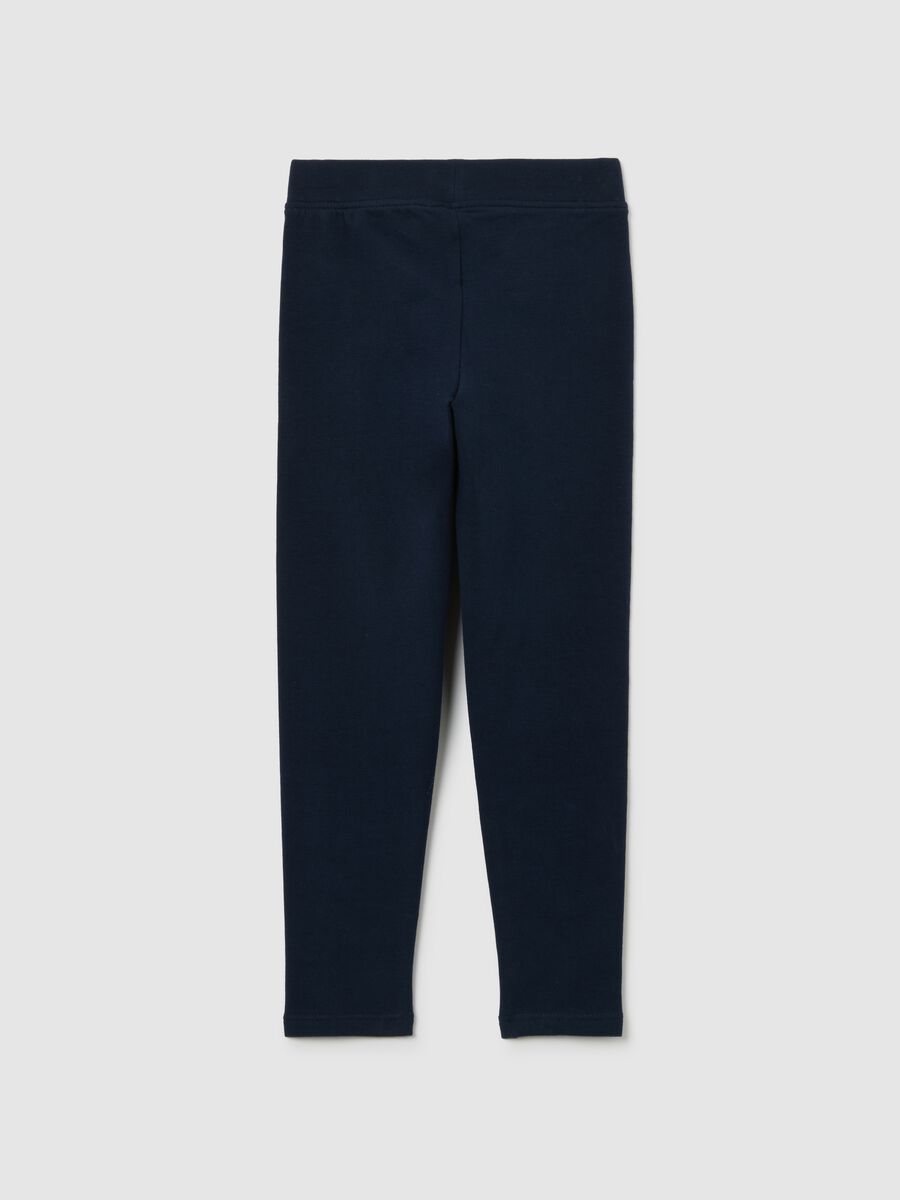 Girls' blue cotton stretch skinny fit leggings_1