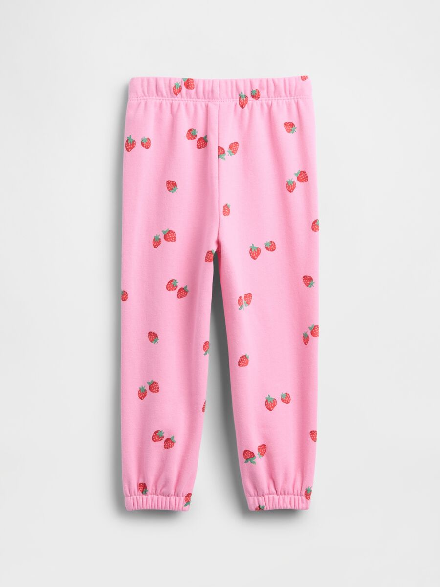Cotton-blend joggers with strawberry print_1