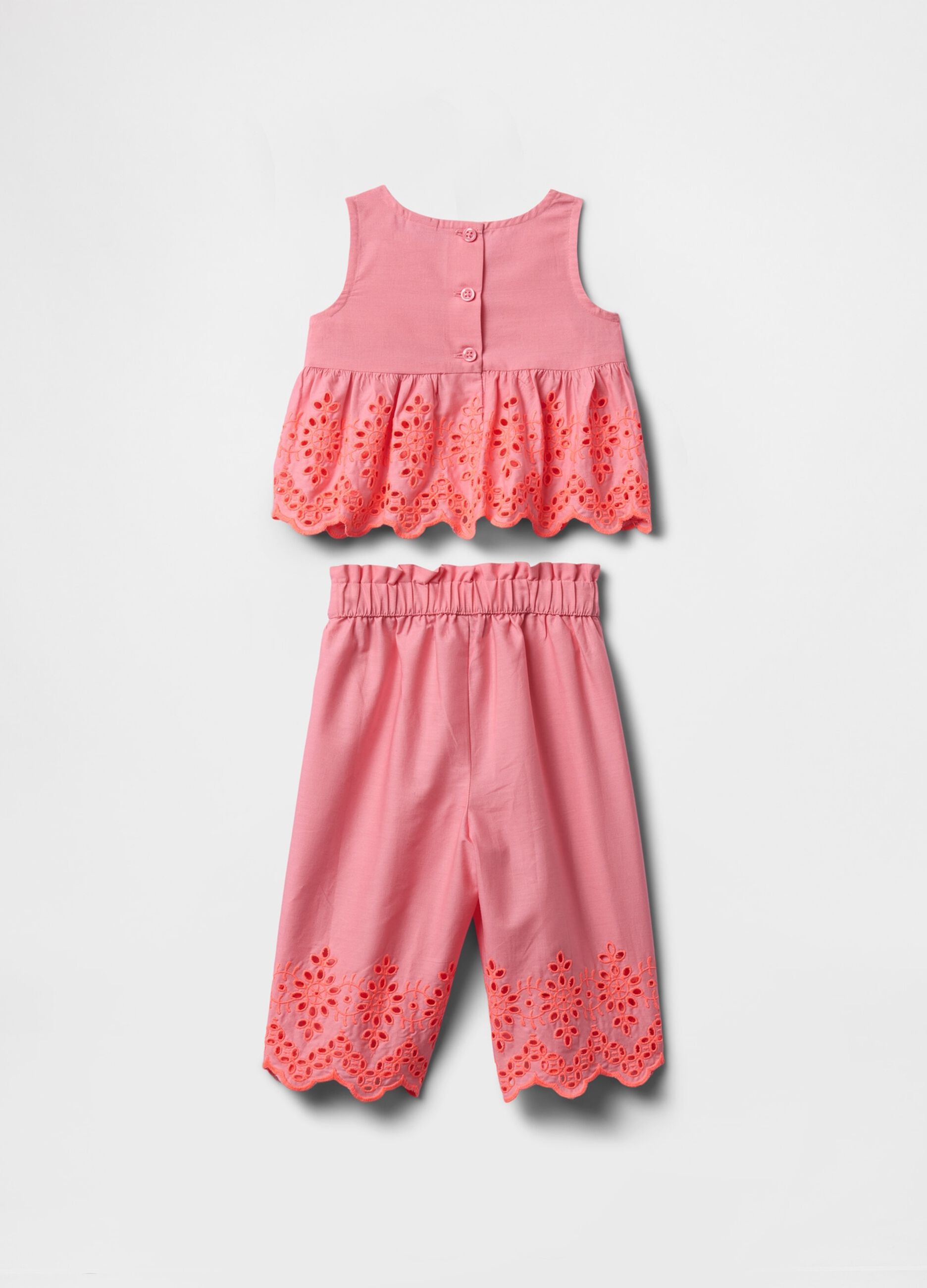 Embroidered Pink Outfit with Ruffles