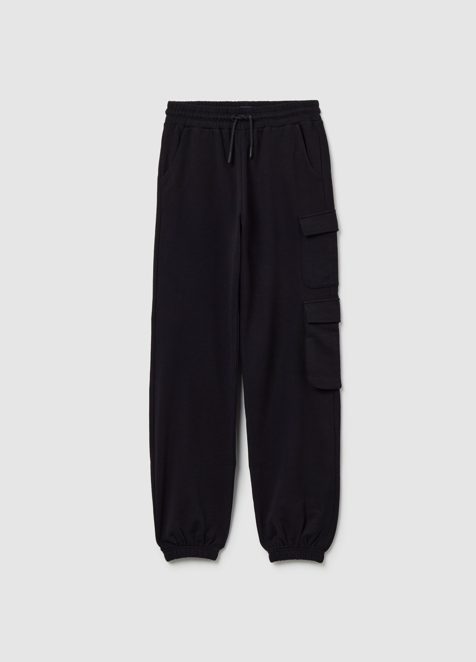 Girls' Jogger Pants in Black Cotton Blend Regular Fit