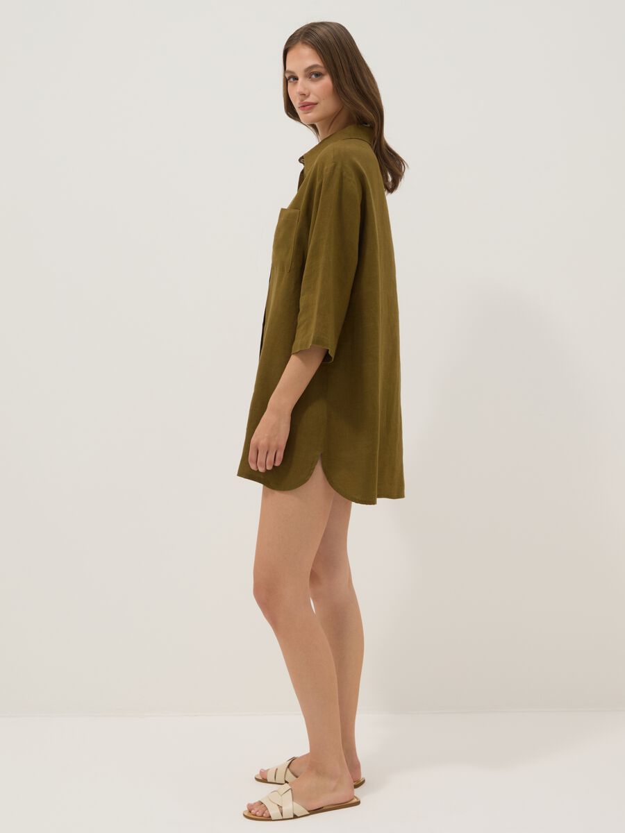 Green pure linen beach cover-up_2