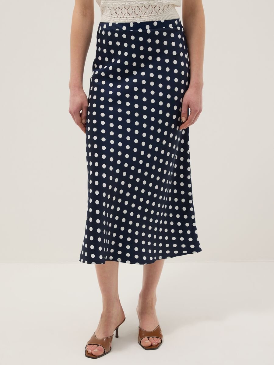 Gonna lunga in puro cotone a pois multicolor regular fit_1