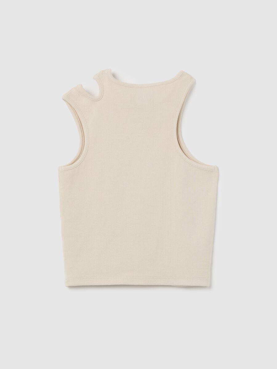 Ribbed white tank top with cut-out detail_4