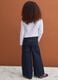Jeans blu in puro cotone straight fit con ricami fiori per bambina_1