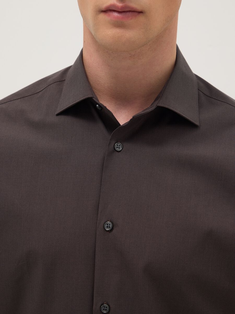 Brown pure cotton regular fit easy iron shirt_1