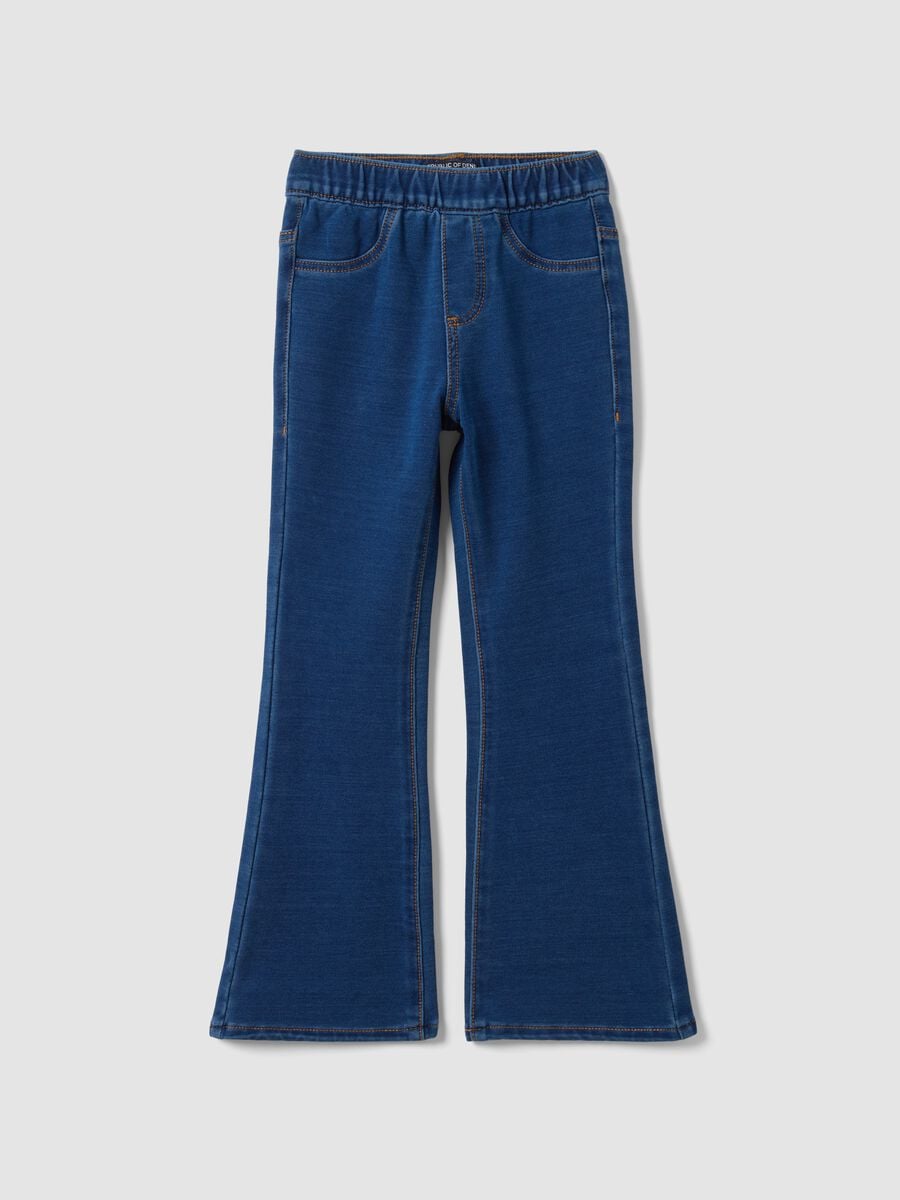 Jeggings blu flare in cotone elasticizzato per bambina_0